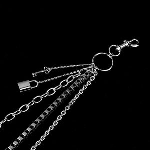 Chaîne de taille en métal à trois couches avec pendentif cadenas, en alliage de zinc argenté, unisexe, pour la mode, les fêtes et le style urbain, décorative - Product Image 4