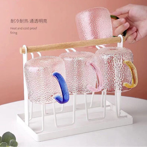 Taza de vidrio martillado con asa de color y diseño de frutas, para té y café, estilo oriental simple para adultos, ideal para el té de la tarde. - Product Image 3
