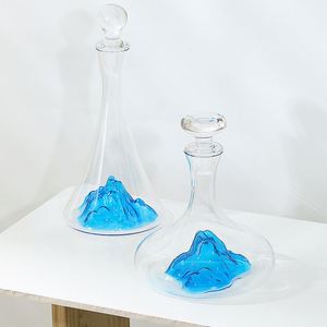 Juego de Vasos de Borgoña de Cristal de Lujo, Decantador de Vino Tinto con Diseño de Cascada Azul Hielo - Product Image 2