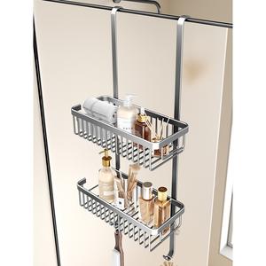 Étagères de rangement pour salle de bain, paniers suspendus à double couche, porte-serviettes muraux en verre et acier inoxydable étanche - Product Image 1