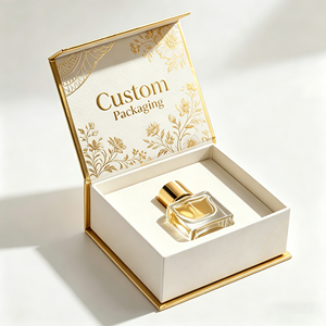 Boîte cadeau de parfum de luxe avec logo personnalisé, boîte en carton rigide avec fermeture magnétique en or, emballage en papier pour parfum - Product Image 1