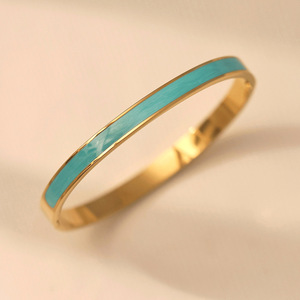 Bracelet <span class=keywords><strong>manchette</strong></span> en acier inoxydable plaqué <span class=keywords><strong>or</strong></span> <span class=keywords><strong>18</strong></span> <span class=keywords><strong>carats</strong></span>, exquis et polyvalent, anti-oxydation, incrustation d'émail, style féminin - Product Image 6