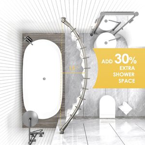 Tringle <span class=keywords><strong>de</strong></span> douche incurvée réglable <span class=keywords><strong>de</strong></span> 50 à 85 pouces, tringle <span class=keywords><strong>de</strong></span> douche incurvée résistante à la rouille pour salle <span class=keywords><strong>de</strong></span> bain, en acier inoxydable, nécessite un perçage, nickel - Product Image 5