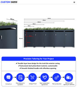 Galvanized Steel &amp; <strong>Wooden</strong> Open Top Outdoor Waste Bin With 120-240L Capacity Space Saving Design - Product Image 5