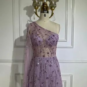 Abito da Sera Serene Hill Verde a Linea A Monospalla con Mantella <span class=keywords><strong>e</strong></span> Perline LA72503 Personalizzabile - Product Image 4