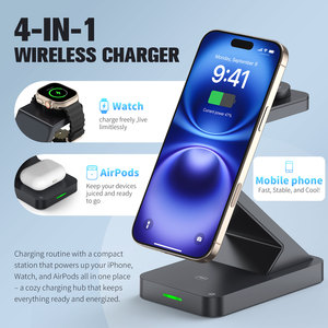 Estación de Carga Inalámbrica 3 en 1 para Teléfonos, Relojes y Auriculares, Soporte <span class=keywords><strong>Magnético</strong></span> para Teléfono con Luz Nocturna, <span class=keywords><strong>Cargador</strong></span> Rápido de 15W - Product Image 4