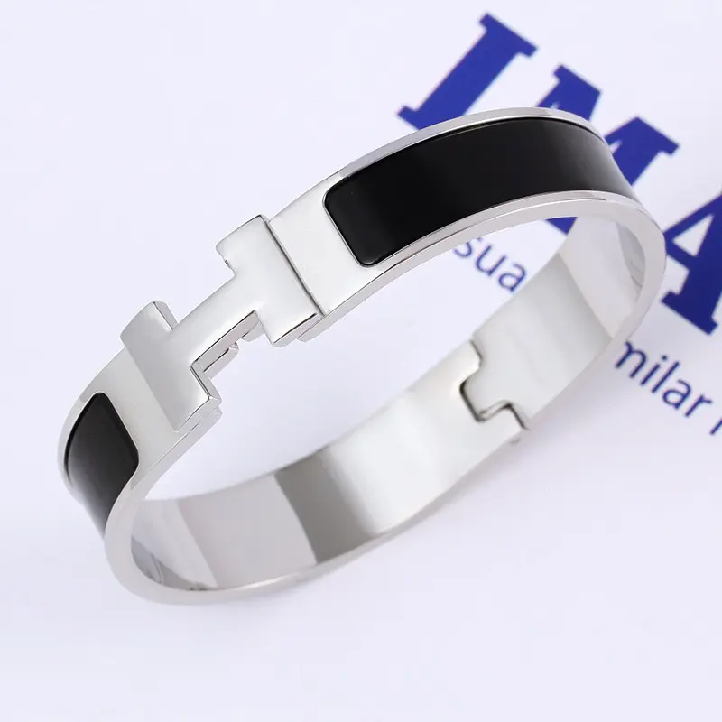 12mm Titan Stahl Buchstabe H Armband Modetrend Persönlichkeit Armband für Frauen