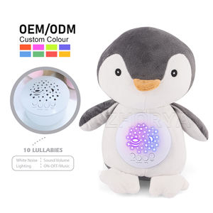 Zhorya peluche <span class=keywords><strong>pingouin</strong></span> blanc <span class=keywords><strong>bruit</strong></span> machine avec projecteur veilleuse musicale bébé sommeil doux apaisant animaux en peluche jouet - Product Image 1