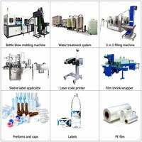 Ligne de production automatique d'eau en bouteille 3 en 1 : soufflage, remplissage, bouchage, étiquetage et emballage – Solution complète