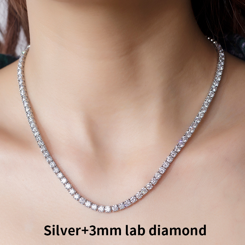 Argento 925 3,0 mm 45 cm diamante di laboratorio