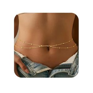 Aço inoxidável ajustável 18K banhado a ouro das mulheres Cadeia de corpo Verão sem descoloração Sexy Bikini Cadeia de cintura Satellites Cadeia - Product Image 1
