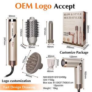 5 en 1 <span class=keywords><strong>Salon</strong></span> de coiffure multifonctionnel Sèche-cheveux automatique avec peigne chauffant Ion négatif Brosse à air chaud bigoudi rotatif - Product Image 3