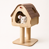 Arbre à chat en bois personnalisé, style nordique, toit en feutre, griffoir en sisal, maison pour 2-3 chats, arbre à chat personnalisé OEM