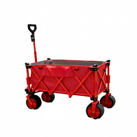 Chariot de plage pliable pour camping extérieur, chariot extra-large en acier haute teneur en carbone, capacité de charge élevée, chariot compact à pousser, chariot de pique-nique