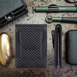 Vintage Men's Short Bifold Card Holder RFID Window Leather Wallet Long Front Pocket Portable Open Closure PC Thread Polyester - Product Image 5