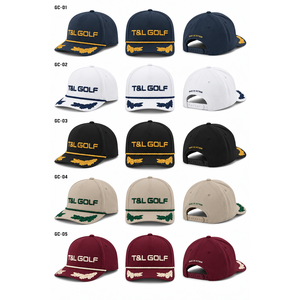 <b>Waterproof</b> 5 Panel Semi-Structured Golf Cap Custom Logo Embroidered Rope Cord Snapback Golf <b>Hat</b> for <b>Men</b> Outdoor Sport - Product Image 1