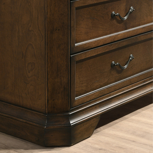 Maderne Traditional Wood 3-<b>Drawer</b> Nightstand Antique Walnut Brown <b>Storage</b> <b>Drawers</b> Bedroom Furniture - Product Image 2