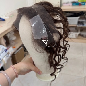 Topper capillaire HD en dentelle suisse pour couvrir la ligne des <span class=keywords><strong>cheveux</strong></span>, idéal pour les zones dégarnies, 1,5x11 pouces, couverture d'oreille à oreille, <span class=keywords><strong>cheveux</strong></span> humains, ondulation Halo Wire - Product Image 1
