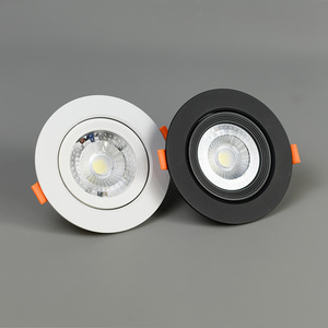 Accesorio de foco LED empotrado para interiores, accesorio de luz descendente LED ajustable cuadrado redondo blanco negro, luz Led redonda hacia abajo