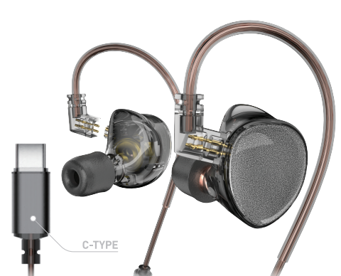 In Ear Monitor Headphones, HiFi Stereo IEM Earphones, Dynamic Dual Driver Wired Earbuds with Detachable Cable