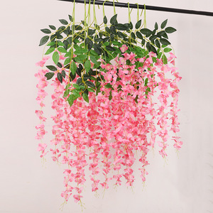 Guirnalda de Flores Artificiales de Glicinia Violeta Colgante de 100cm-200cm para Decoración de Bodas y Hogar - Product Image 4