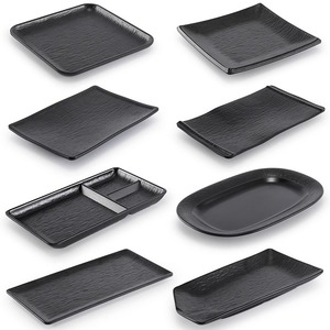 <b>Melamine</b> black rectangular <b>plate</b>, Chaoshan beef hot pot <b>plate</b>, side dish <b>plate</b>, Japanese barbecue <b>plate</b>, commercial imitation - Product Image 1