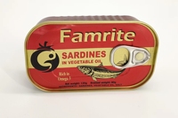 Sardines en conserve 125g*50 boîtes, marques variées, à l'huile 125g