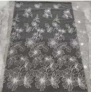 Tela de encaje bordado blanco red tul tela de malla suave de alta calidad para vestido de novia - Product Image 1