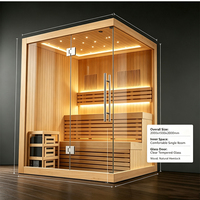 Sauna Dalam Ruangan Modern untuk 2-3 Orang, Sauna Inframerah Jauh Elektrik Tradisional dengan Lampu Kromoterapi, Cocok untuk Gym, Villa, Resort, Hotel