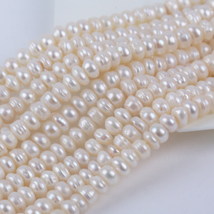 Perles plates blanches courtes, 5-6 mm, perles d'eau douce naturelles, semi-finies, pour la création de bijoux DIY, accessoires, perles colorées, longueur 18 cm - Product Image 2