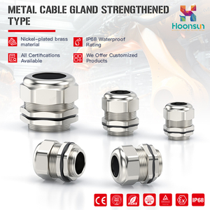 Hoonsun HX-MG m loại M12 M63 gia cố kim loại mạ niken đồng thau điện áp thấp IP68 không thấm nước công nghiệp tuyến cáp kết nối - Product Image 2