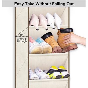 Over The Door Shoe Organizer 8 Pockets Beige Oxford Fabric Hanging <b>Storage</b> <b>Rack</b> For Closet Shoes - Product Image 5