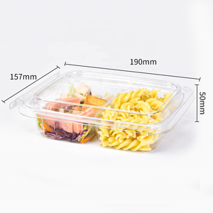 Boîtes d'emballage pour salades à emporter en PET/rPET, 2 compartiments, contenants en plastique pour salades de fruits avec couvercle anti-effraction - Product Image 5