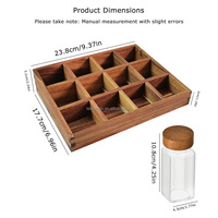 Ensemble de 12 pots à épices de 4 oz avec support en bois, pots à épices en verre avec couvercles à secouer, pots à épices en verre avec étiquettes