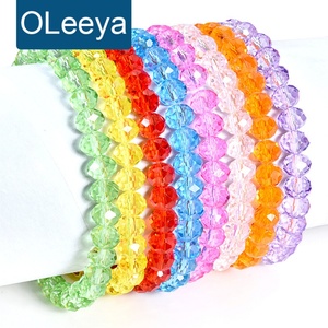 Perles OLeeya facettées scintillantes en vrac, perles rondelles bicones en verre cristal AB avec trou pour la fabrication de bijoux et colliers DIY - Product Image 1