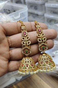 Pendientes indios Jhumki multicolores para mujer con flor tallada, colgantes largos, joyería gitana turca afgana para bodas - Product Image 3