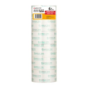 Ruban adhésif transparent Comix 48 mm x 40 yd, 6 rouleaux, pour scellage de cartons, en matériau BOPP - Product Image 1