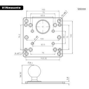 Soporte de Pared VIN, Adaptador de Placa VESA de 100x100 mm con Bola de Goma de 1.5'', Compatible con Ram Mount VIN-C-005 - Product Image 2