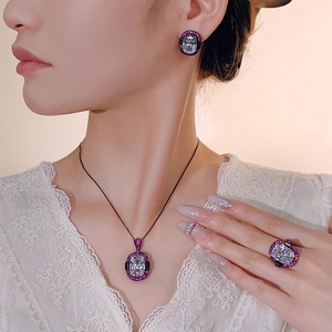 Ensemble de bijoux de fête écologiques en cuivre pour femmes, zircon blanc 12*16-10*12mm, plaqué or, brillant - Product Image 6