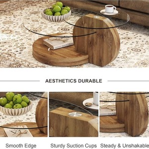 Luxury modern minimalist glass coffee <b>table</b>, creative coffee <b>table</b>, sofa, living room, home, small apartment, <b>round</b> side <b>table</b> - Product Image 4