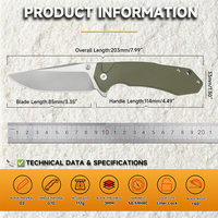 Couteau de poche tactique pliable EDC personnalisé OEM BSCI avec lame en acier D2 et manche en G10 avec clip