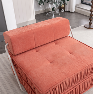 Sofá Cama Plegable Moderno con Armazón Metálico Naranja, Sillón Futón Convertible en Sofá de Piso con Colchón para Sala de Estar y Uso en Hoteles - Product Image 5