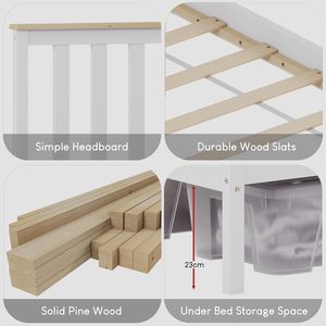 Inweto singolo formato sofisticato Design moderno solido pino in legno <span class=keywords><strong>letto</strong></span> singolo 3FT con <span class=keywords><strong>testiera</strong></span> per camera da <span class=keywords><strong>letto</strong></span> bianco naturale - Product Image 3