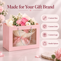 Sacs en papier de luxe pour fleurs avec fenêtre transparente et poignées en corde pour emballage de bouquets de fleuristes, vente en gros, commandes B2B personnalisées
