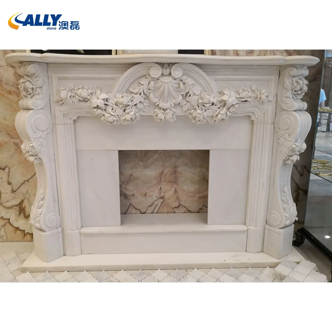 Allystone Leverancier Haard Mantel Beige Marmeren Open Haard Interieur Kan Worden Aangepast Haard