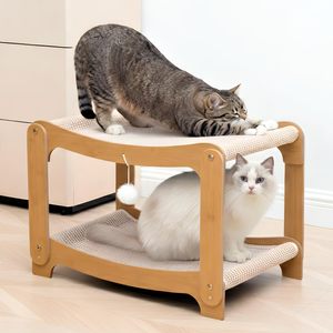 ZMaker Nuevo Rascador para Gatos de Sisal de Dos Niveles, Poste Rascador con Almohadilla para Rascar, Cama Cómoda para Gatos, para Gatitos de Interior - Product Image 1