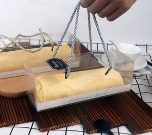 Caja Rectangular Transparente de Plástico PET para <span class=keywords><strong>Mousse</strong></span> y Bizcochos Suizos, para Llevar en la Mano - Product Image 1