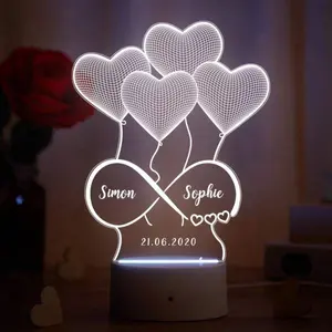חג אהבת מתנה אישית 3D אשליה לילה אור שולחן מנורת ולנטיין מתנות לזוג