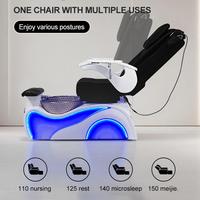 Fauteuil de pédicure de luxe avec commande à 4 moteurs, éclairage LED et logo personnalisable pour institut de beauté
