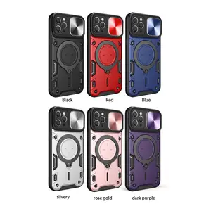 For Iphone 15 Pro Max 5G Luxury Case Armor Lens Protect Sliding Back Capa For Iphone 15 Plus Bumper Shell For Iphone15 Pro Cover